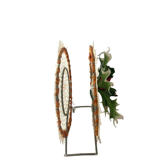 Vintage Plastic Lace Poinsettias Christmas Napkin Holder Retro Decor Kitschy - Picture 3 of 3